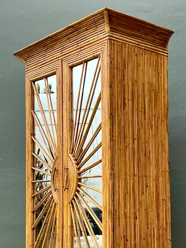 Vintage Rattan Sunburst Cabinet — additional photo 8