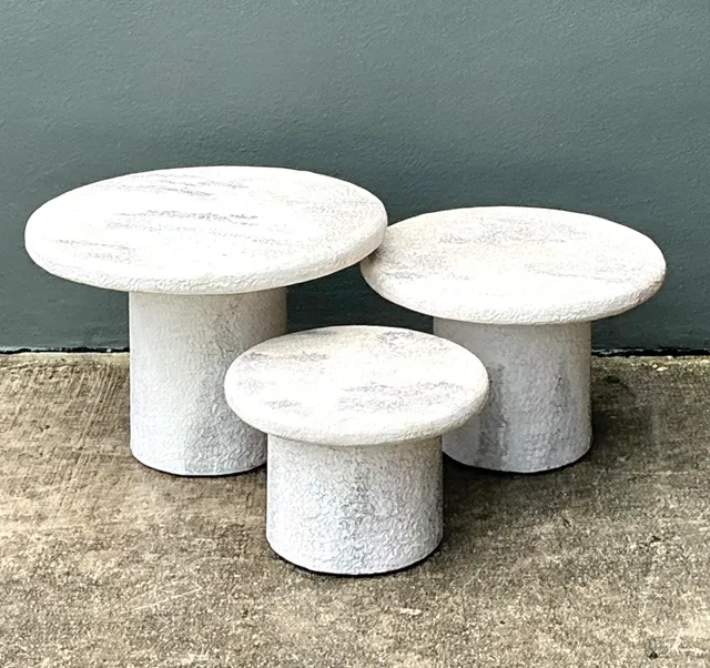 Vintage Textured Faux Stone Side Tables — additional photo 2