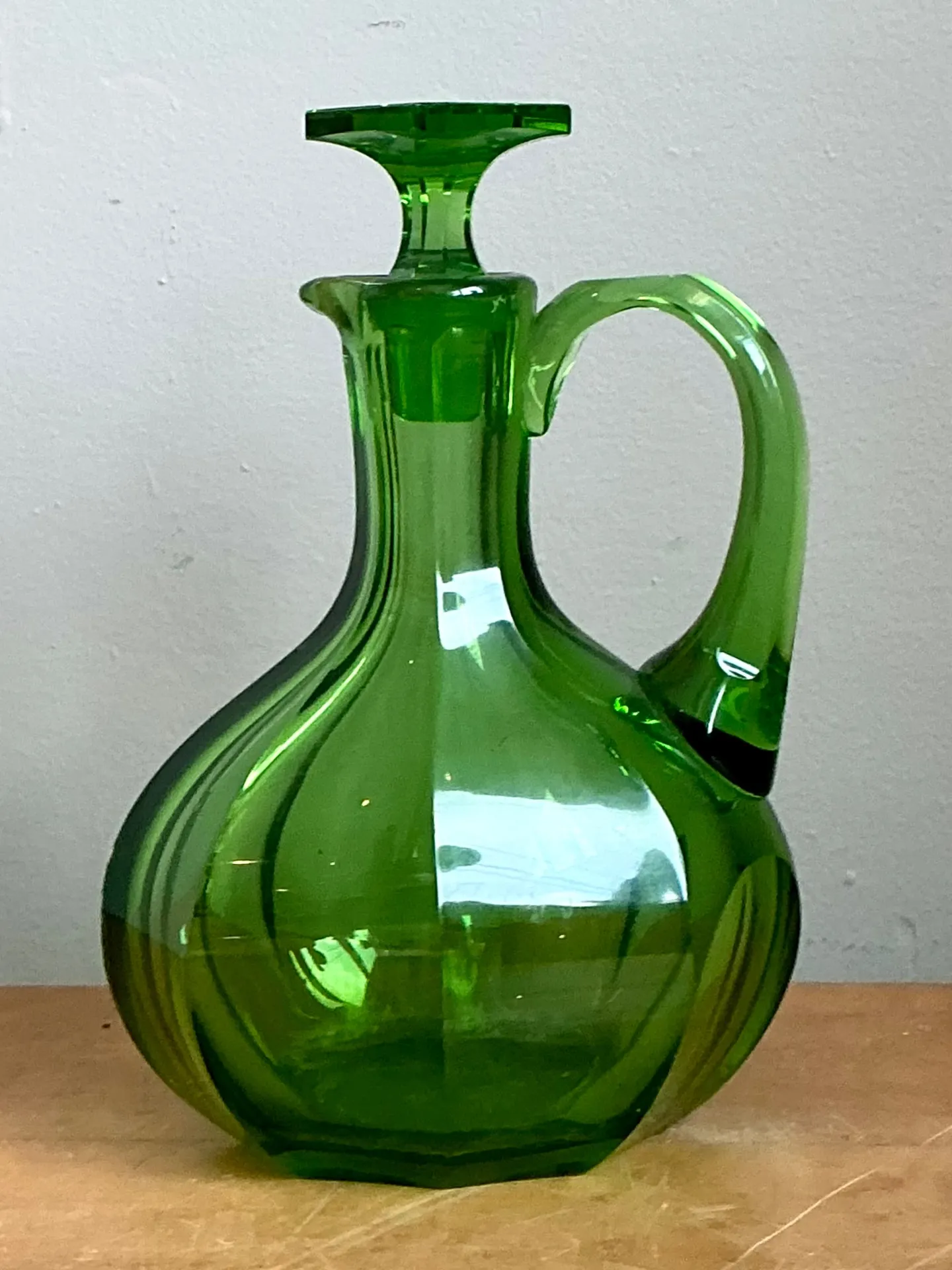 Vintage Green Glass Decanter — additional photo 3