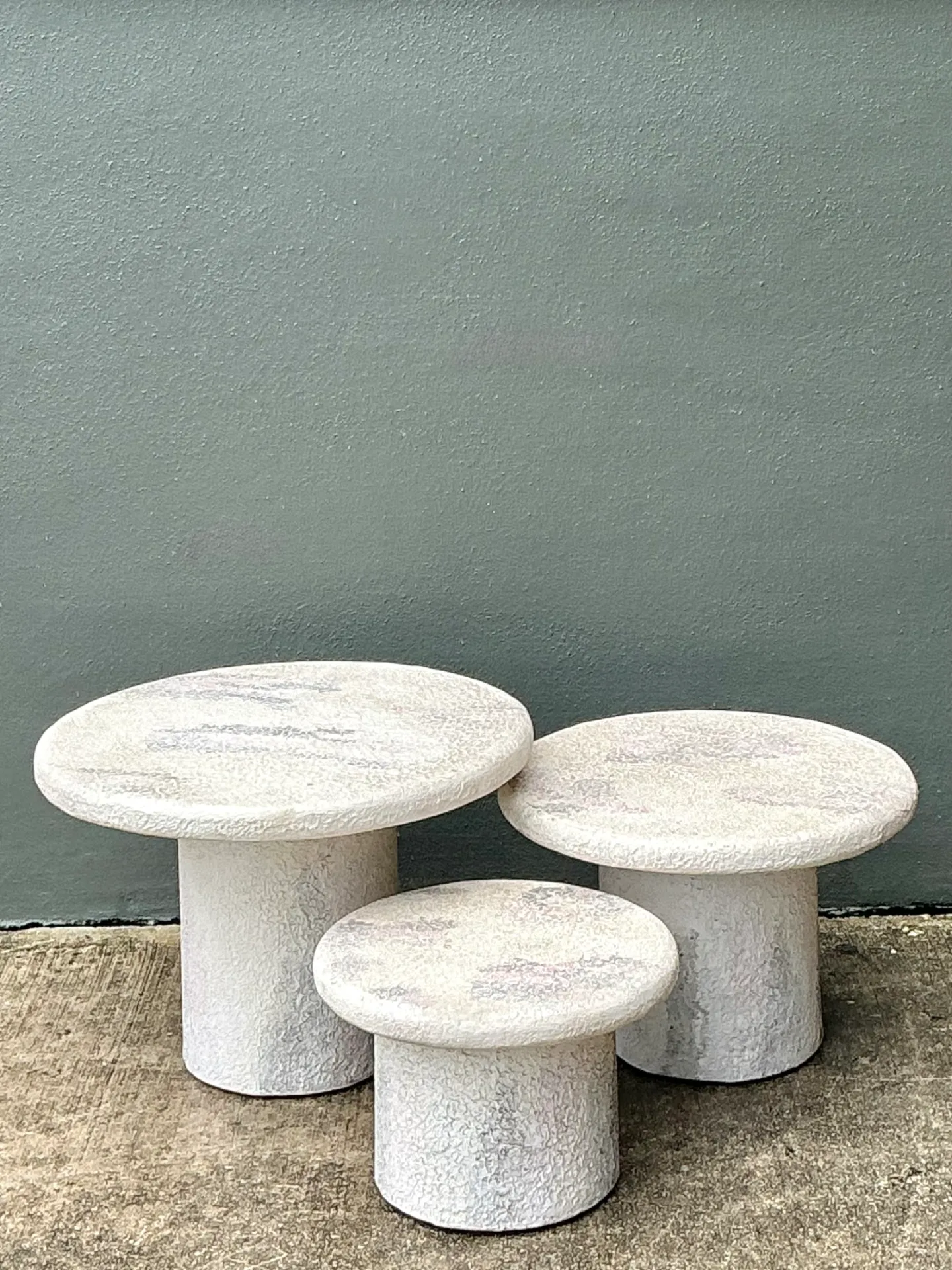 Vintage Textured Faux Stone Side Tables — additional photo 7