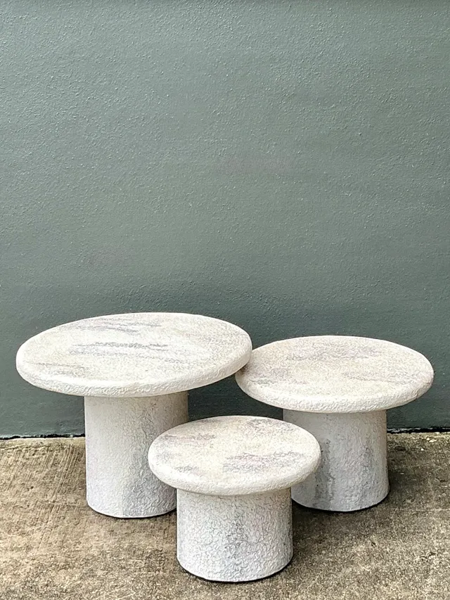 Vintage Textured Faux Stone Side Tables — additional photo 7