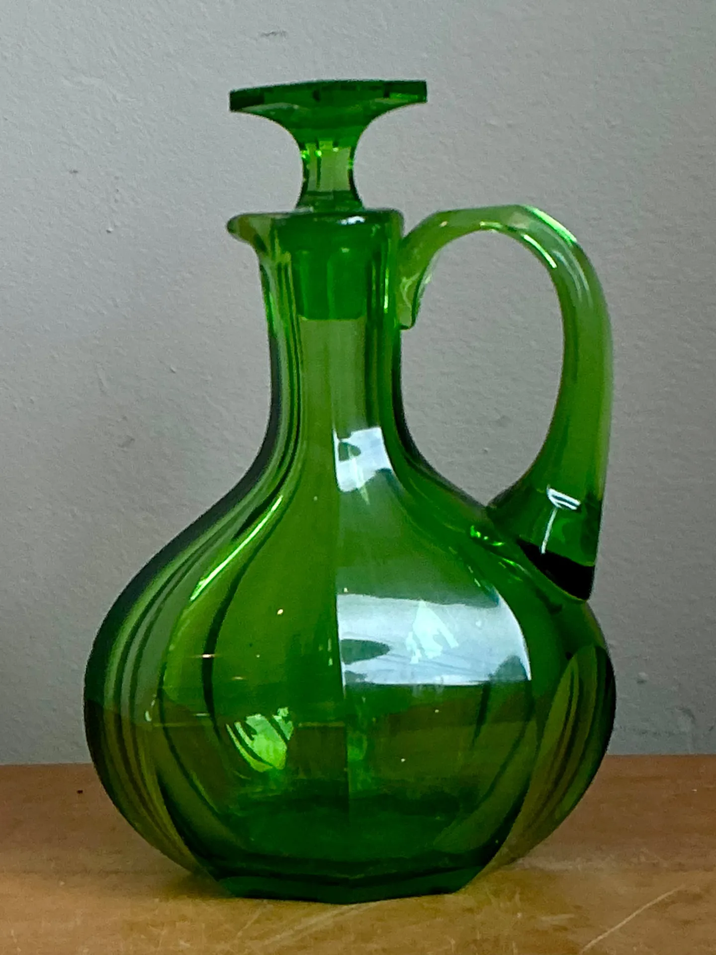 Vintage Green Glass Decanter — additional photo 1