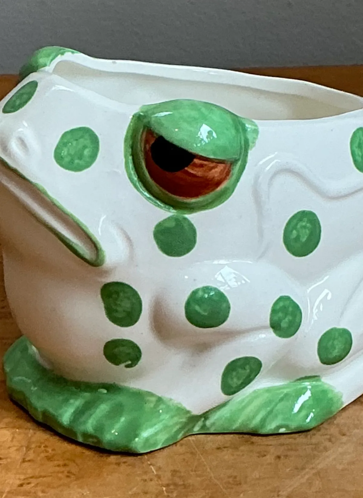 Vintage Green Polka Dot Frog Planter — additional photo 6