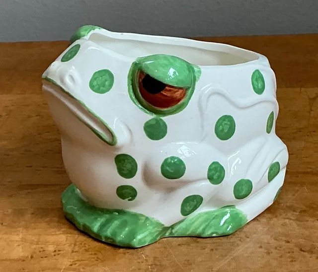 Vintage Green Polka Dot Frog Planter — additional photo 6