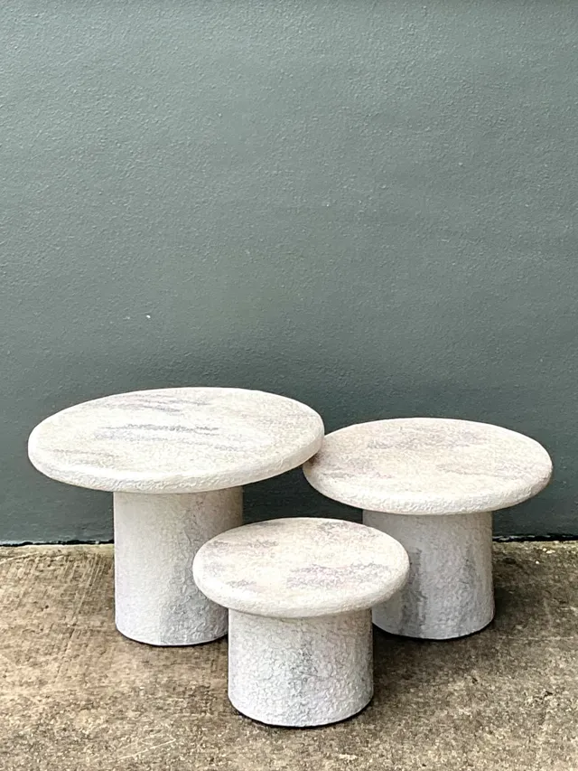 Vintage Textured Faux Stone Side Tables — additional photo 3
