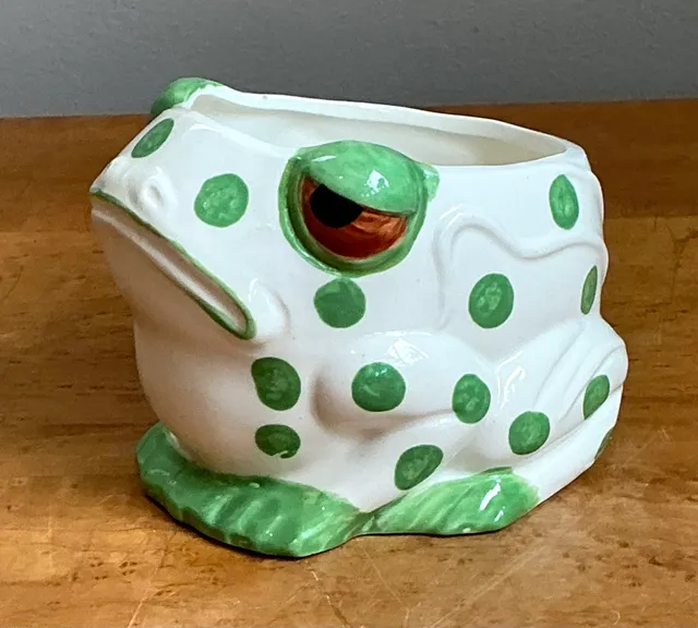 Vintage Green Polka Dot Frog Planter — additional photo 4