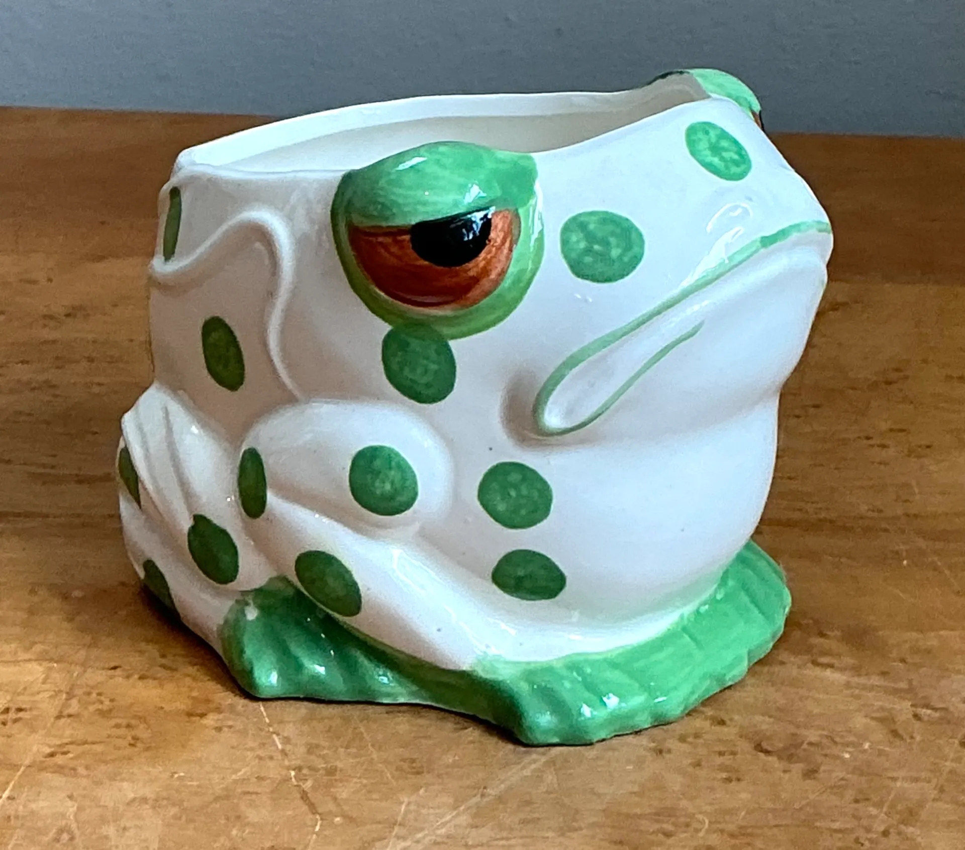Vintage Green Polka Dot Frog Planter — additional photo 3