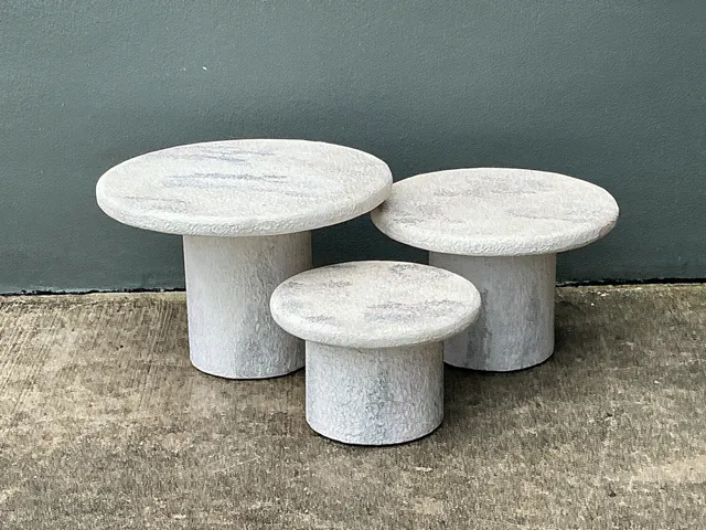 Vintage Textured Faux Stone Side Tables — additional photo 8
