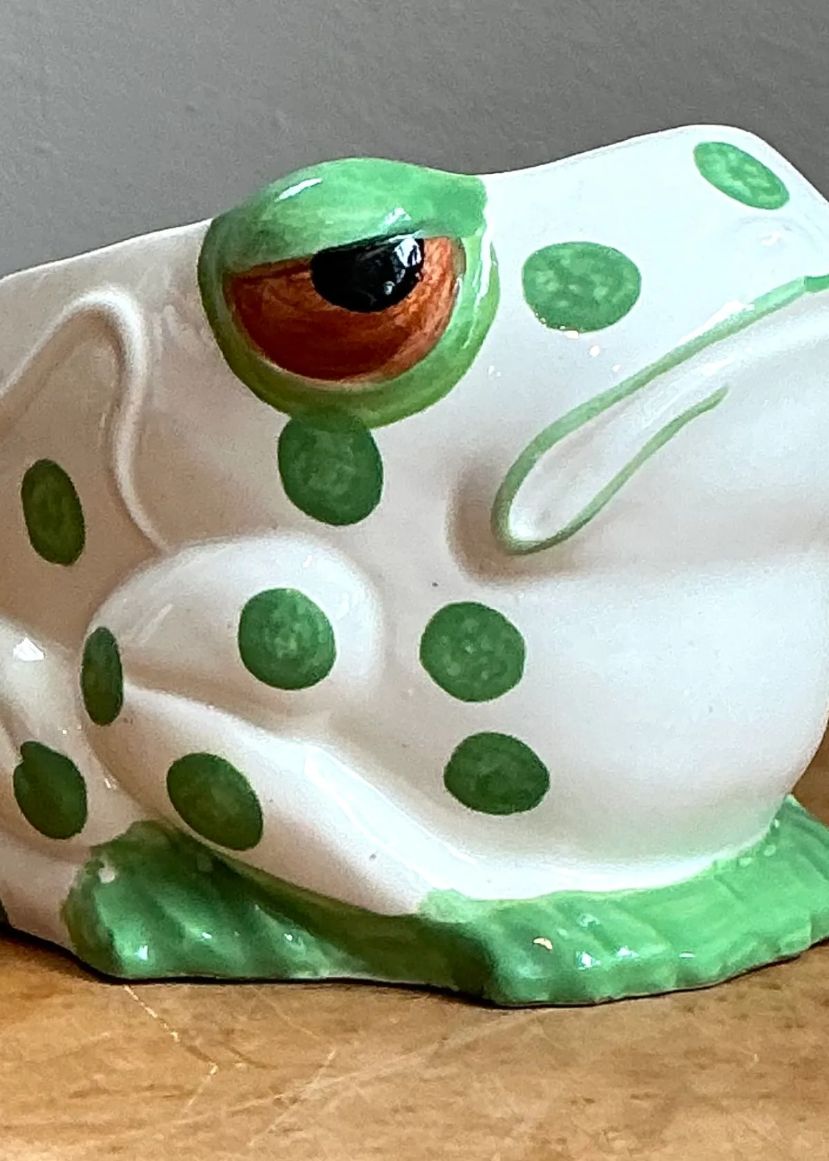 Vintage Green Polka Dot Frog Planter — additional photo 7