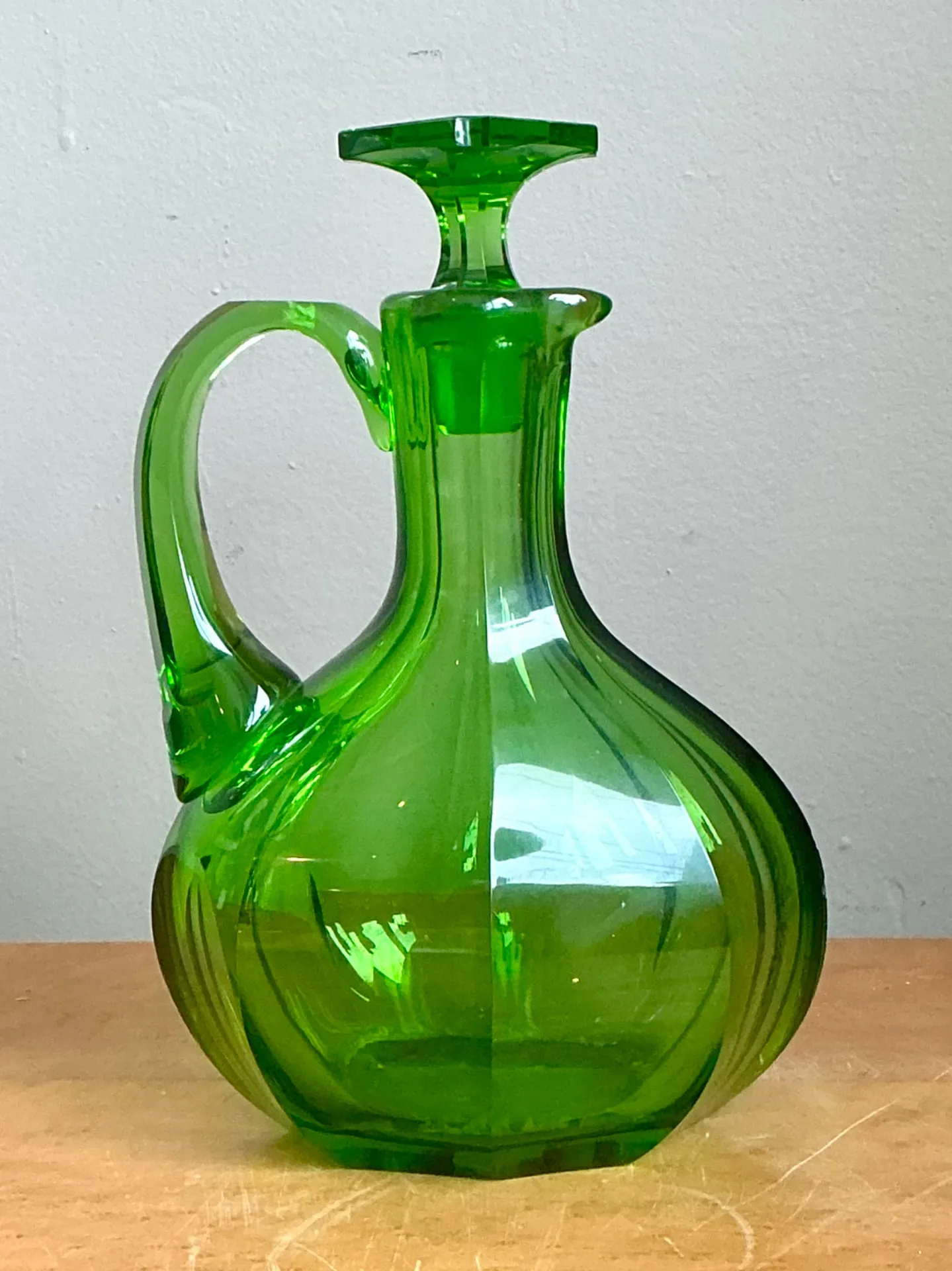 Vintage Green Glass Decanter — additional photo 2