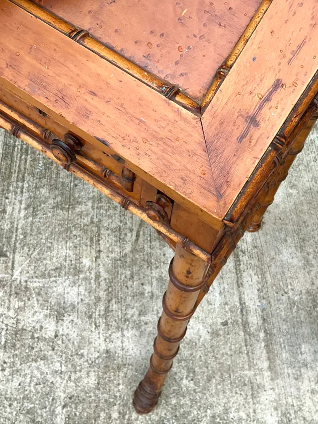 Antique Faux Bamboo Wood Secretary Desk — additional photo 3