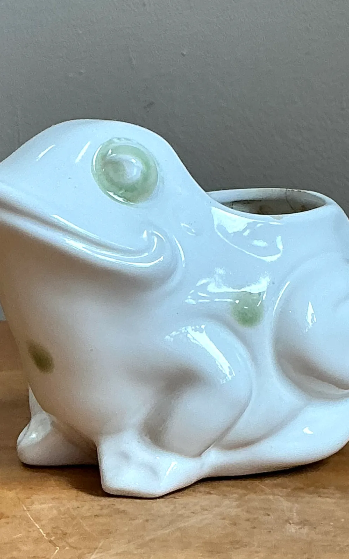 Vintage White Frog Ceramic Planter — additional photo 8