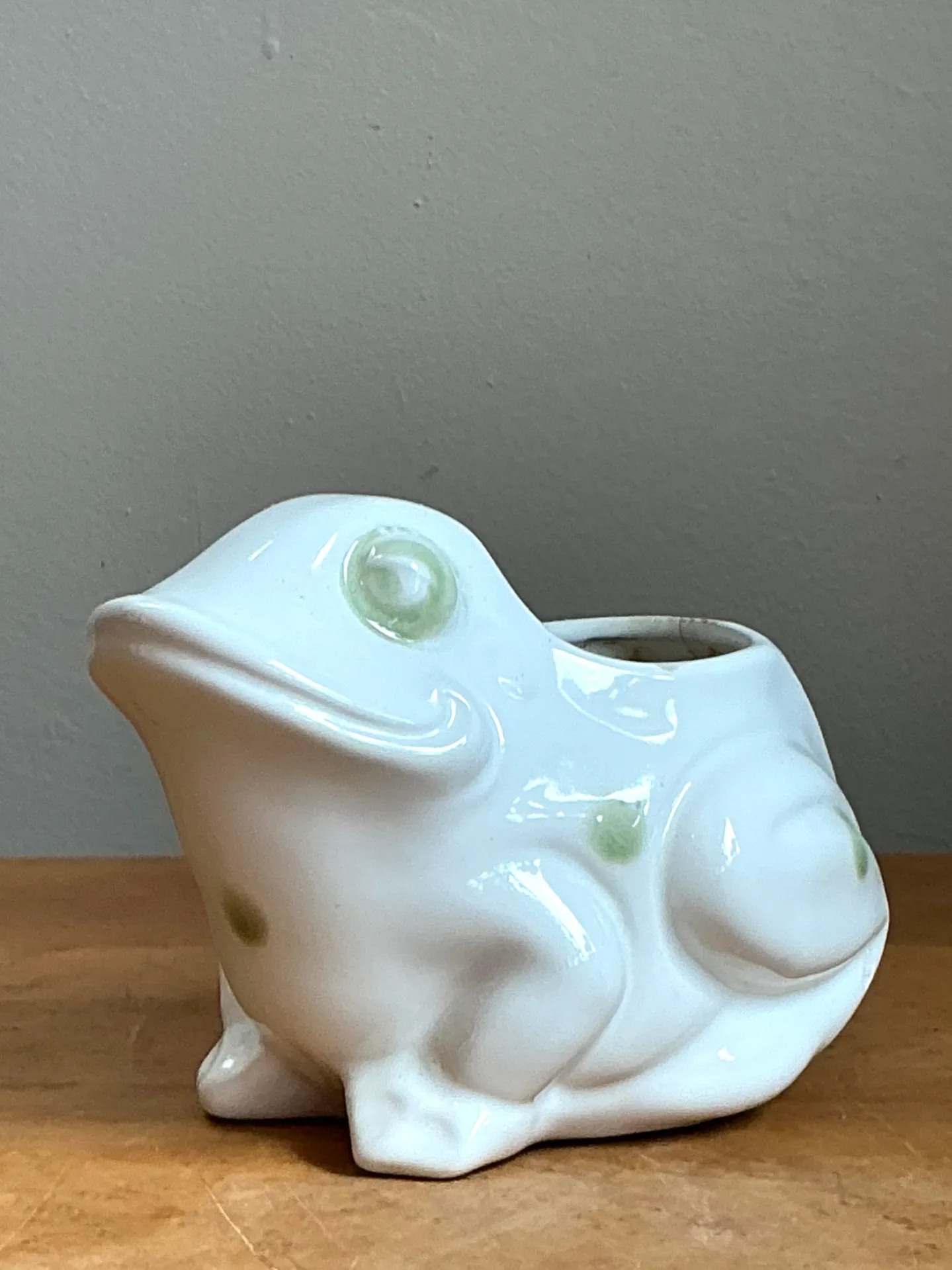 Vintage White Frog Ceramic Planter — additional photo 4