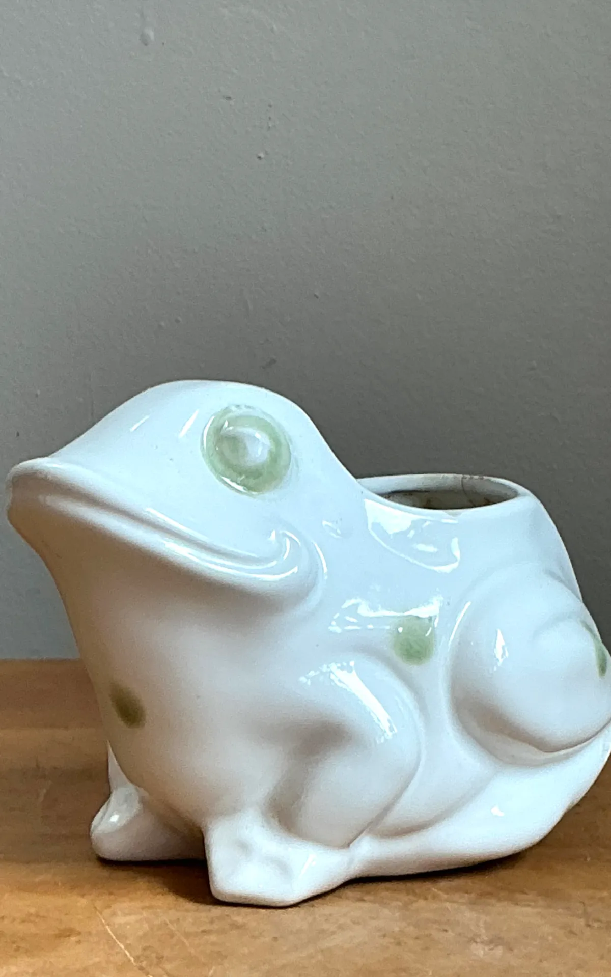 Vintage White Frog Ceramic Planter — additional photo 4