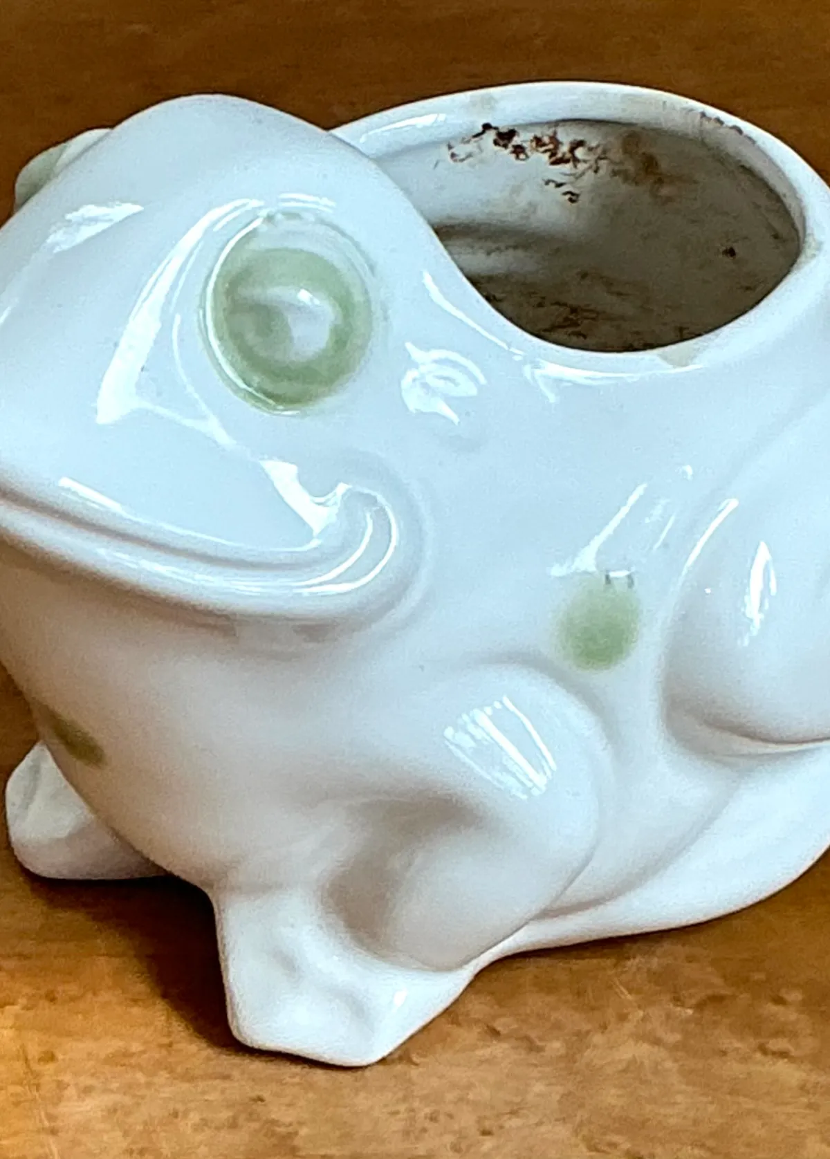 Vintage White Frog Ceramic Planter