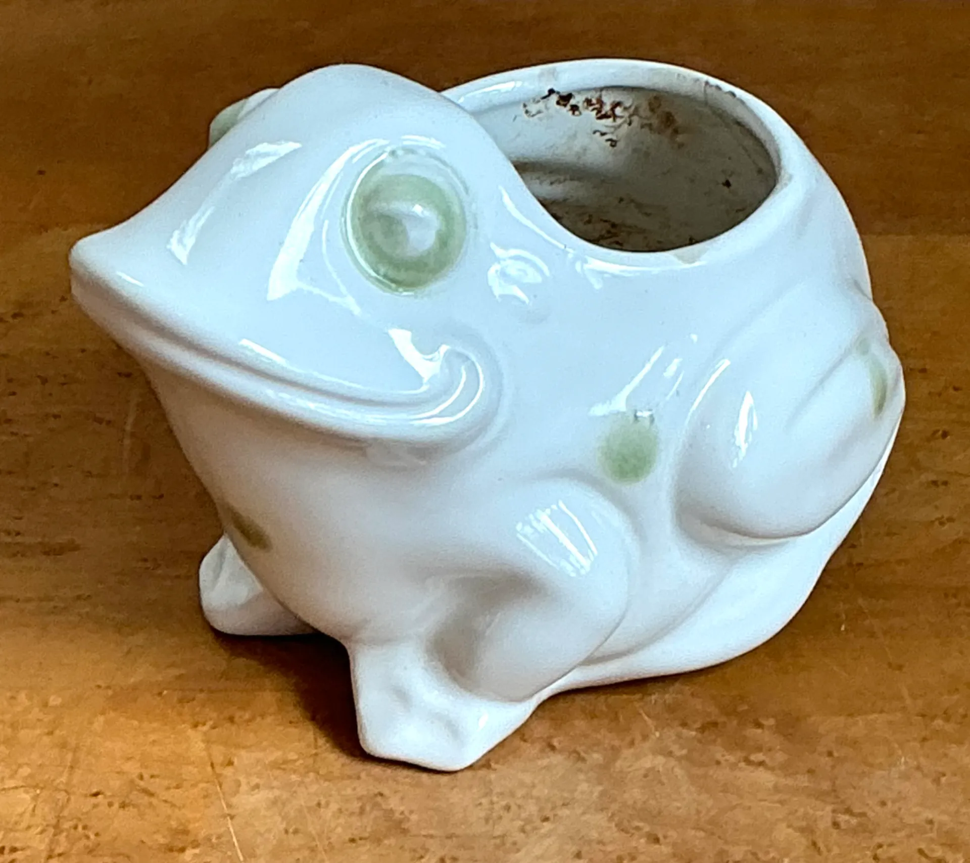 Vintage White Frog Ceramic Planter — additional photo 7