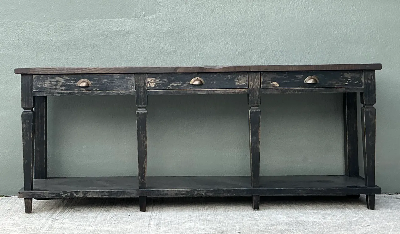 Vintage Patinated Long Console Table