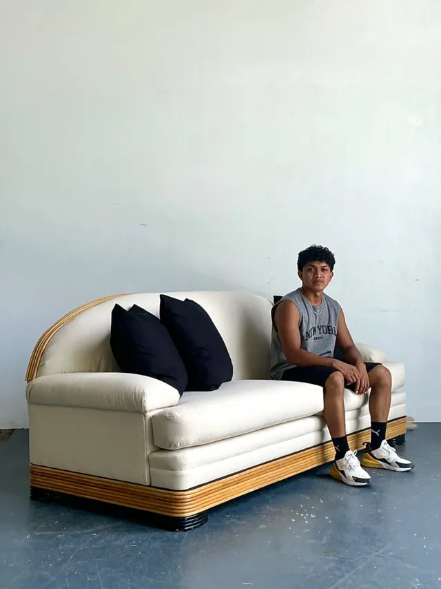 Vintage Stacked Reed Sofa — additional photo 2