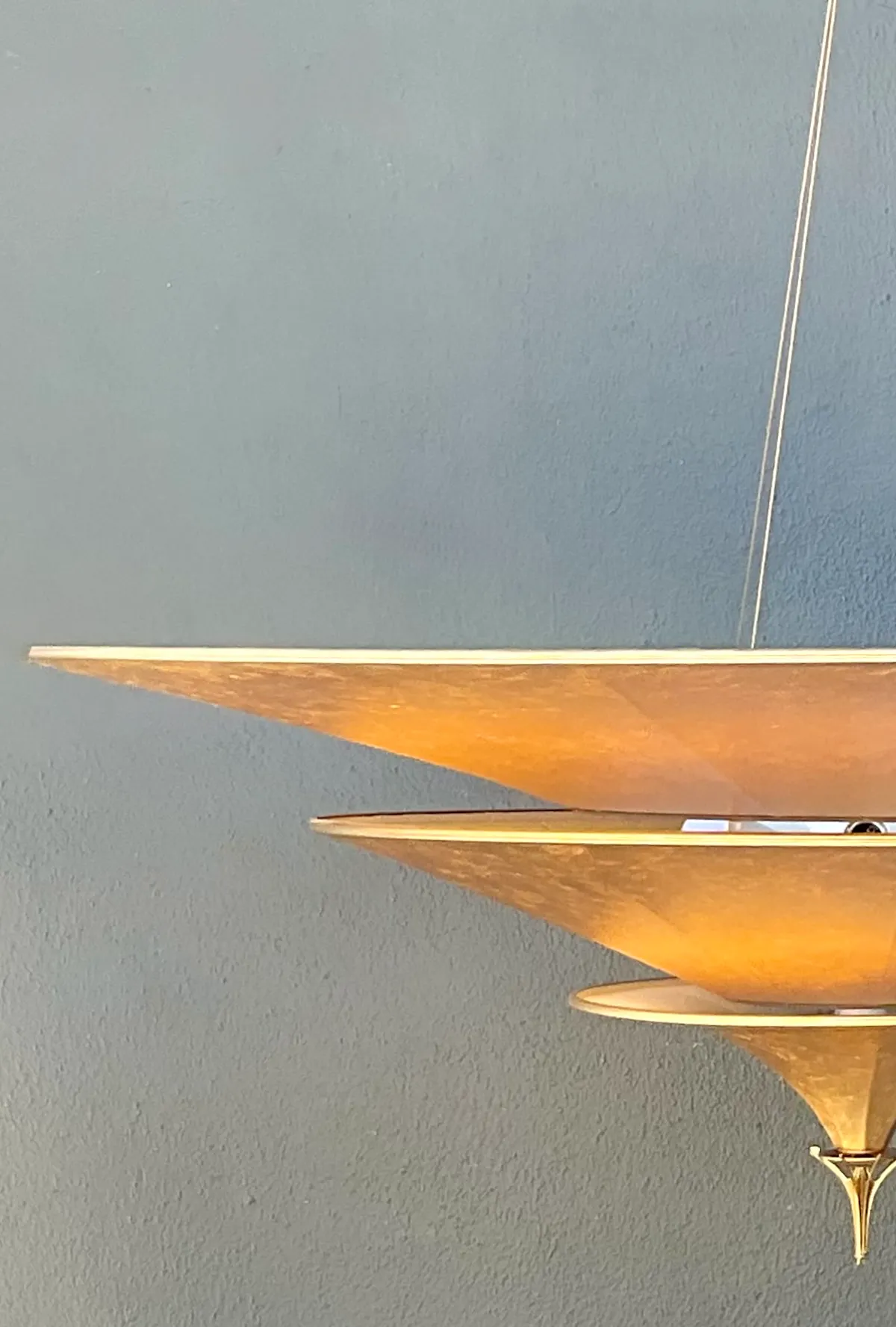 Vintage Italian Fortuny “Icaro” Three Tiered Gold Fiber Chandelier — additional photo 7