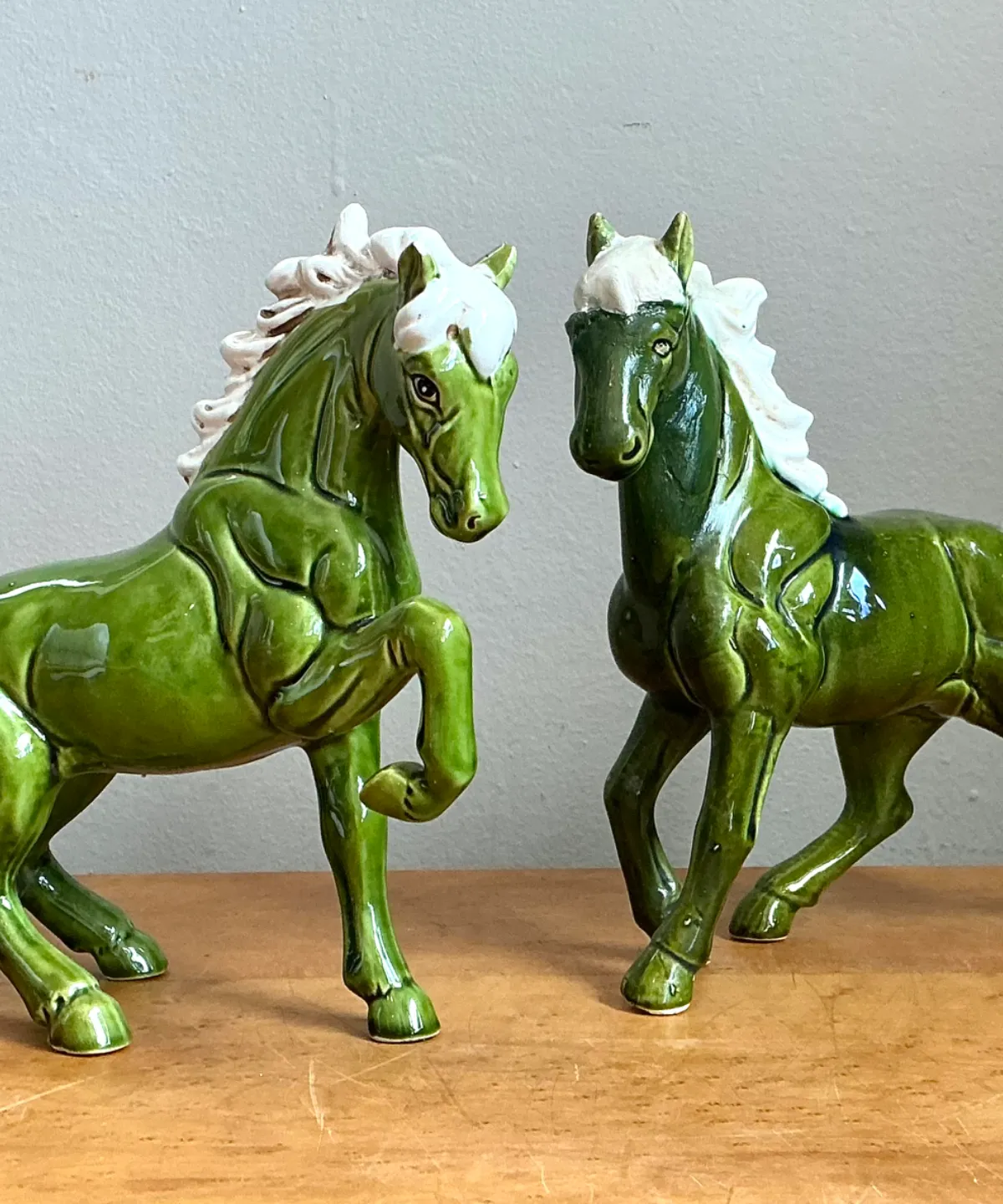 Vintage Green Ceramic Horse Figurines — additional photo 3