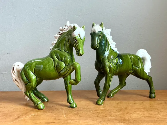 Vintage Green Ceramic Horse Figurines — additional photo 3