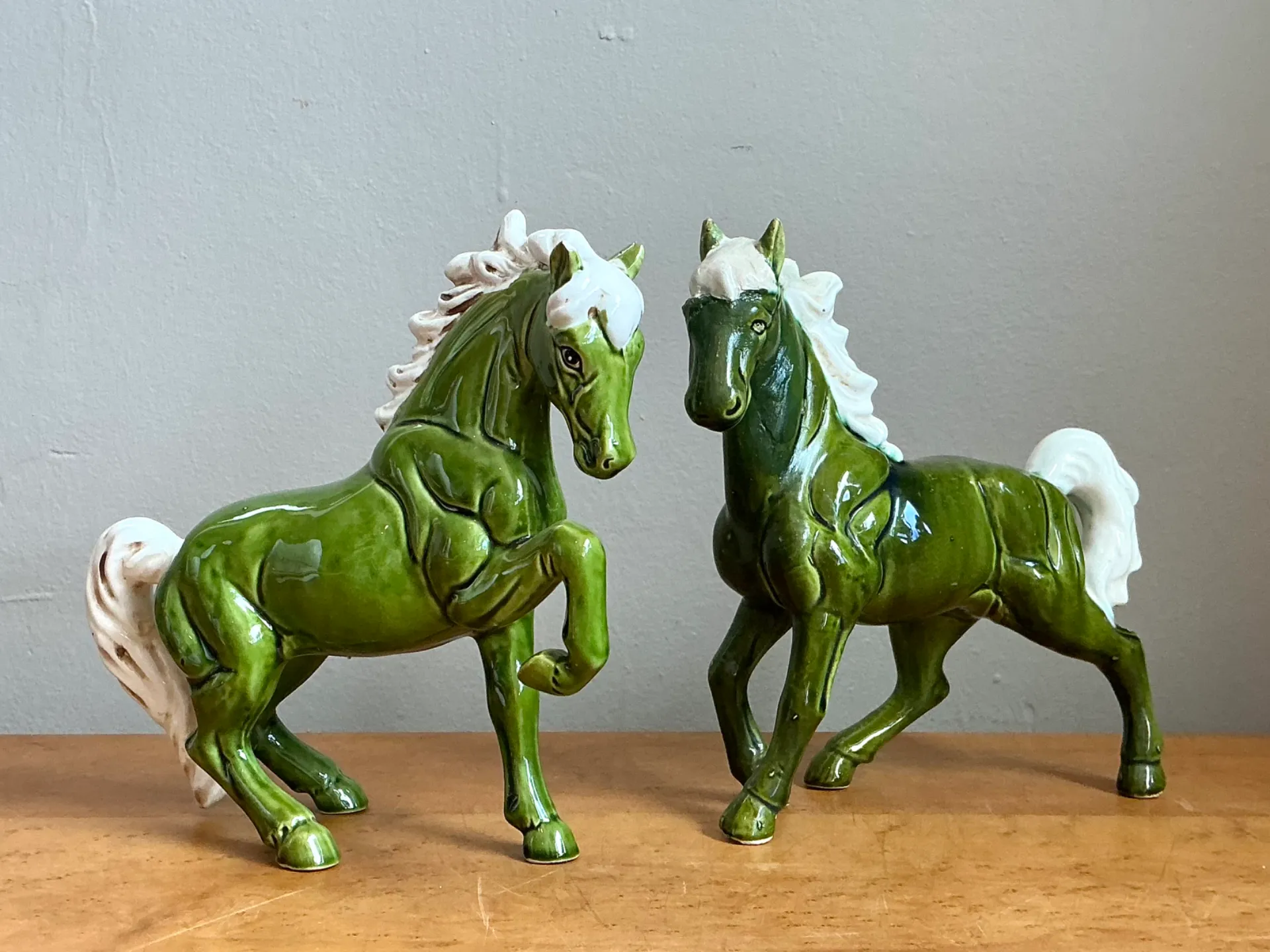 Vintage Green Ceramic Horse Figurines — additional photo 5
