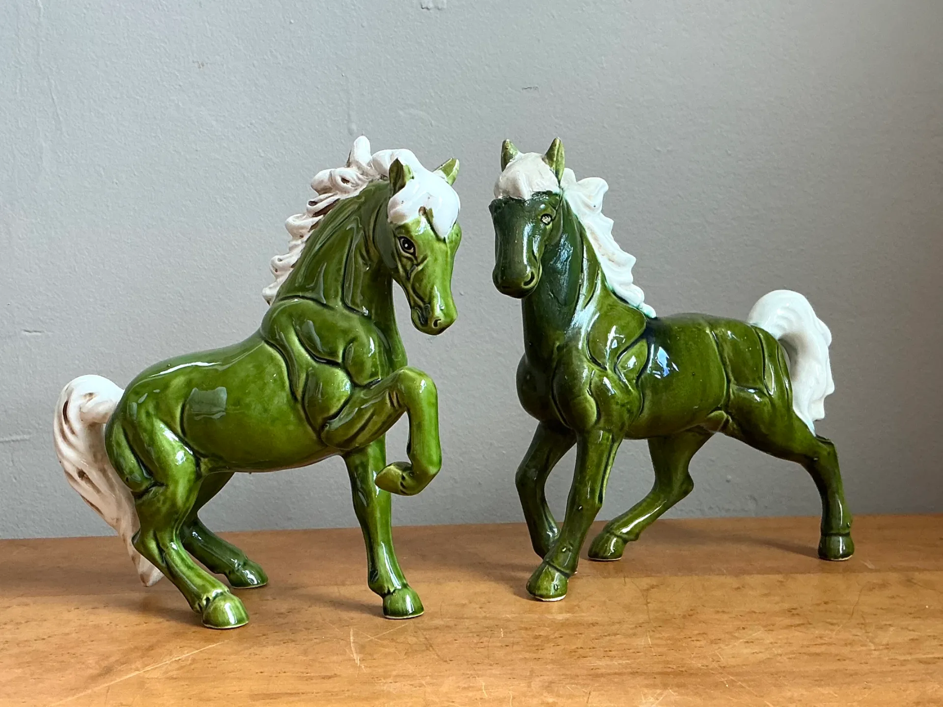 Vintage Green Ceramic Horse Figurines — additional photo 1