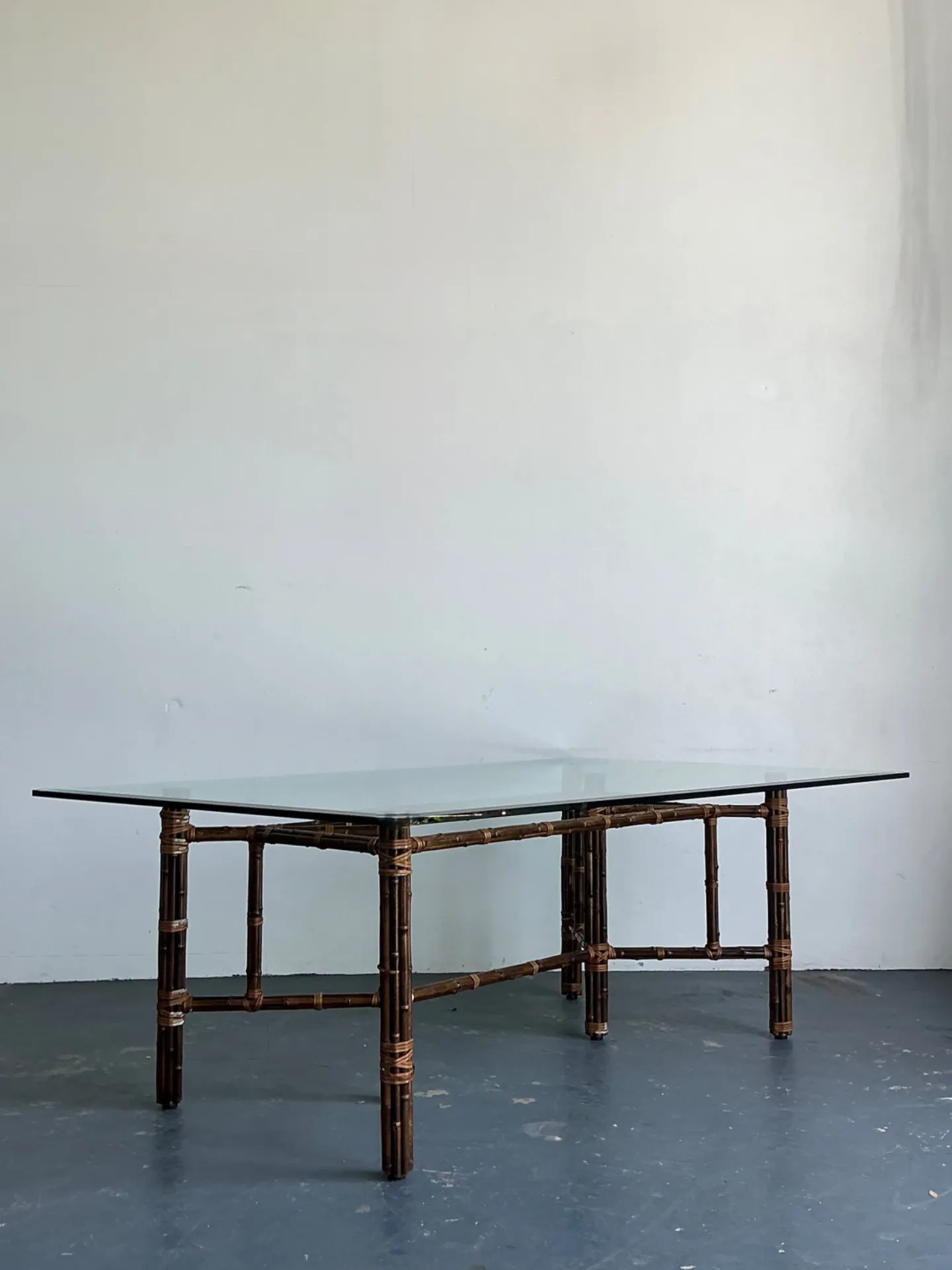 Vintage McGuire Rattan and Glass Dining Table — additional photo 5