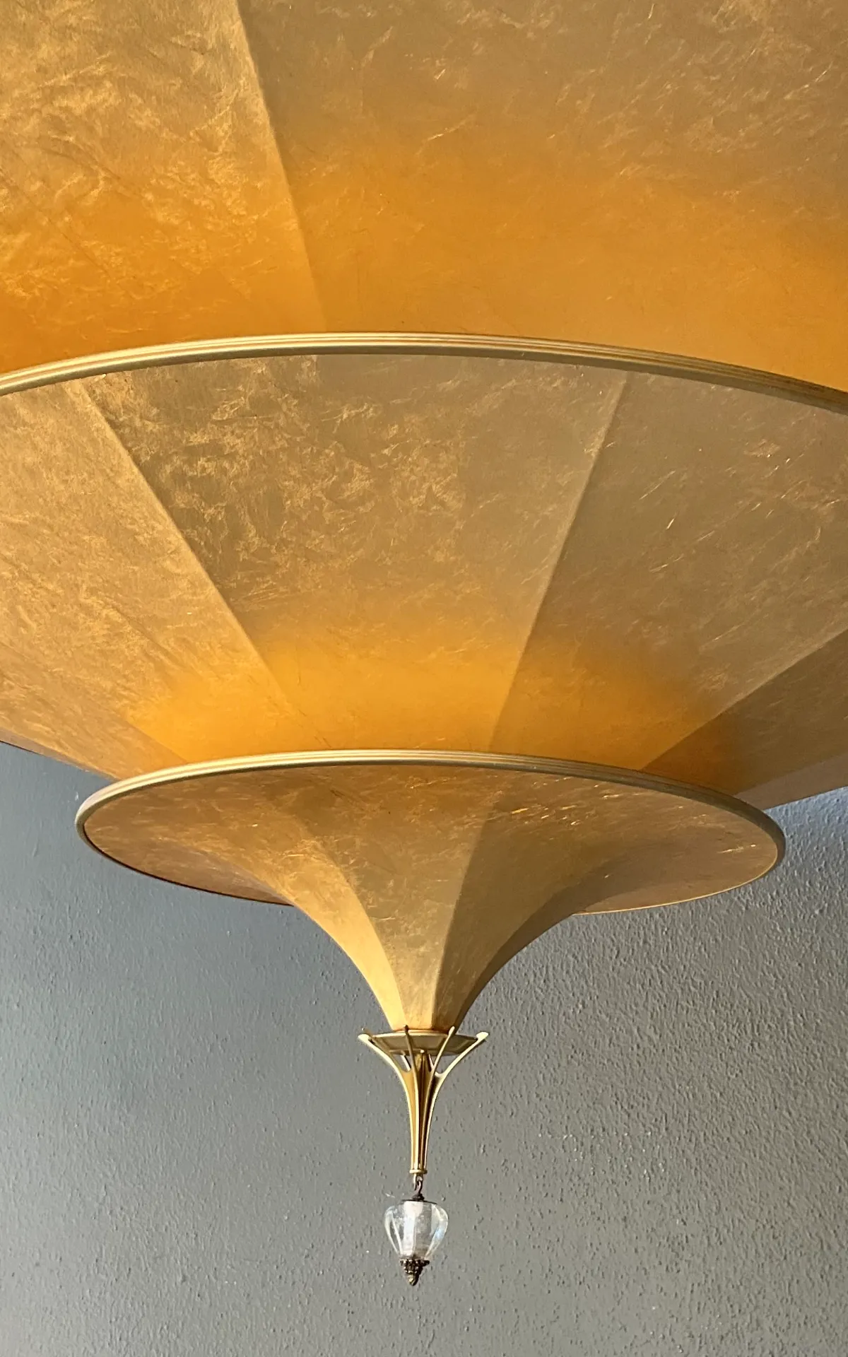 Vintage Italian Fortuny “Icaro” Three Tiered Gold Fiber Chandelier — additional photo 5