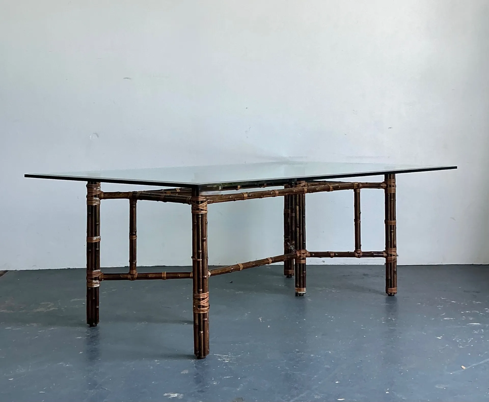 Vintage McGuire Rattan and Glass Dining Table — additional photo 4