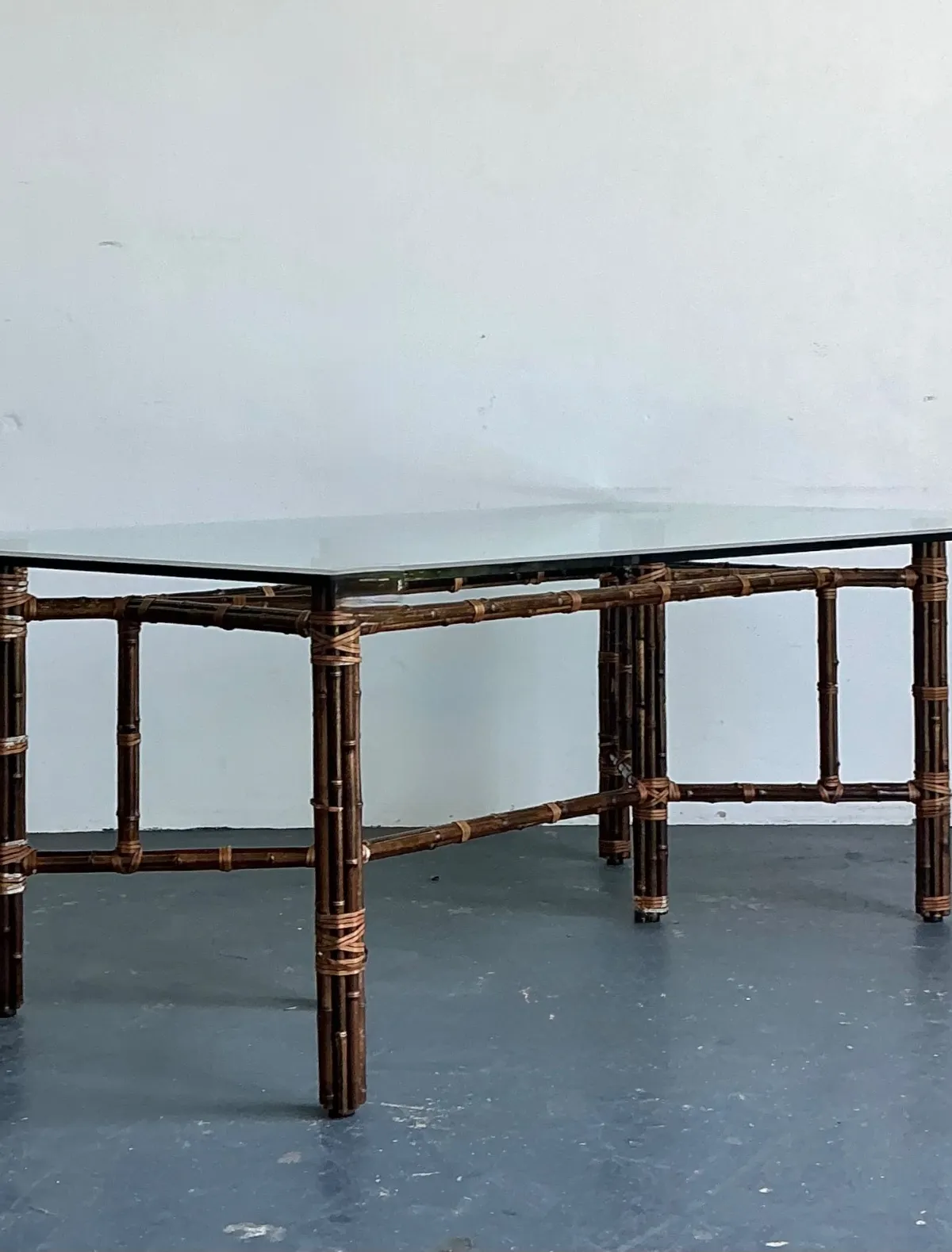 Vintage McGuire Rattan and Glass Dining Table — additional photo 4