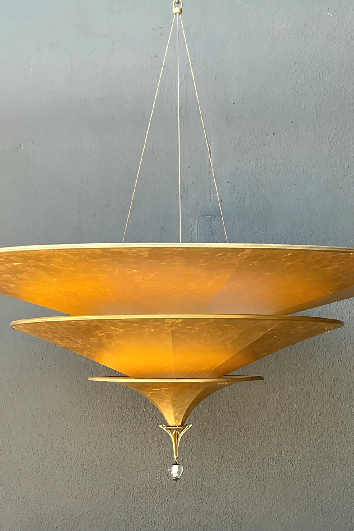 Vintage Italian Fortuny “Icaro” Three Tiered Gold Fiber Chandelier — additional photo 2