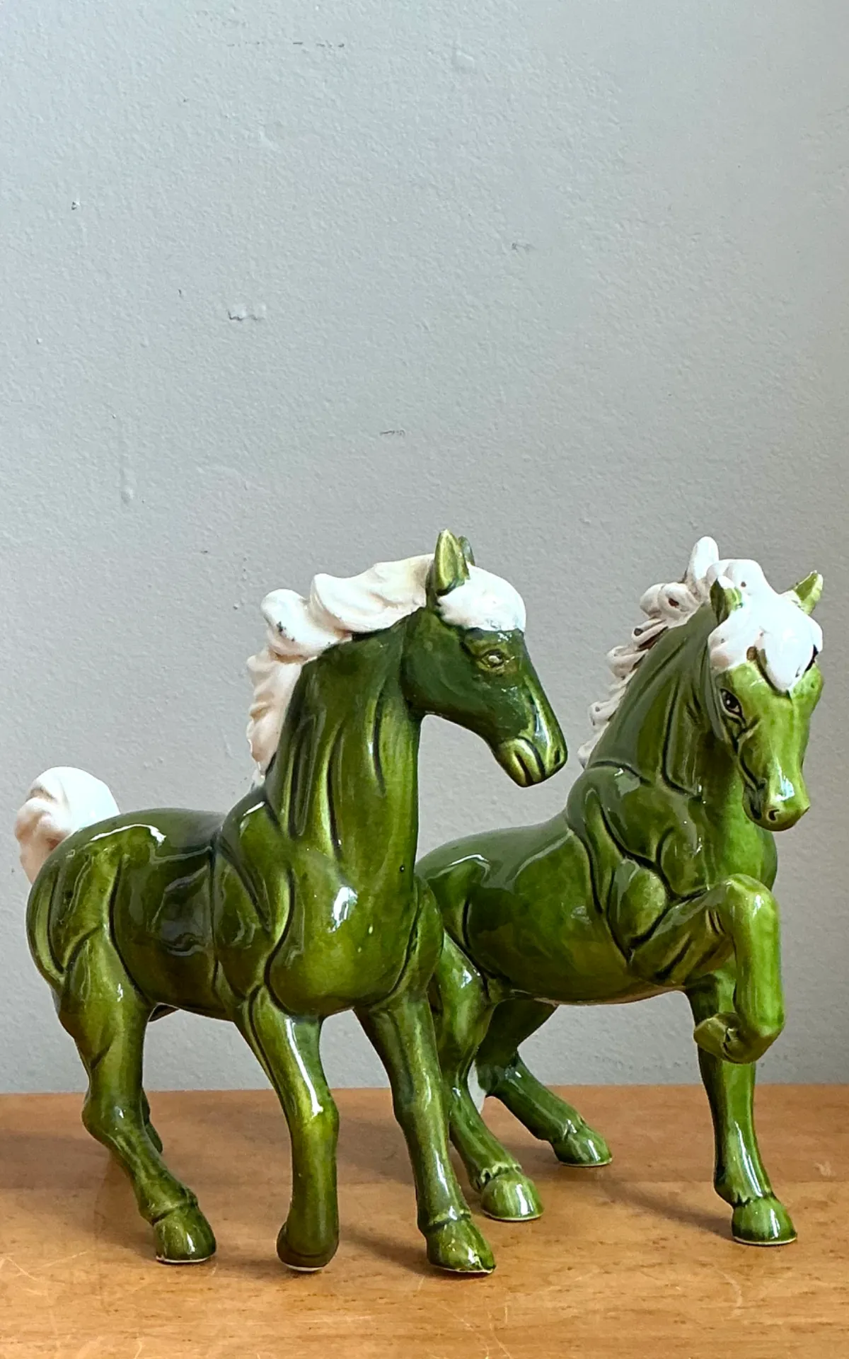 Vintage Green Ceramic Horse Figurines — additional photo 2