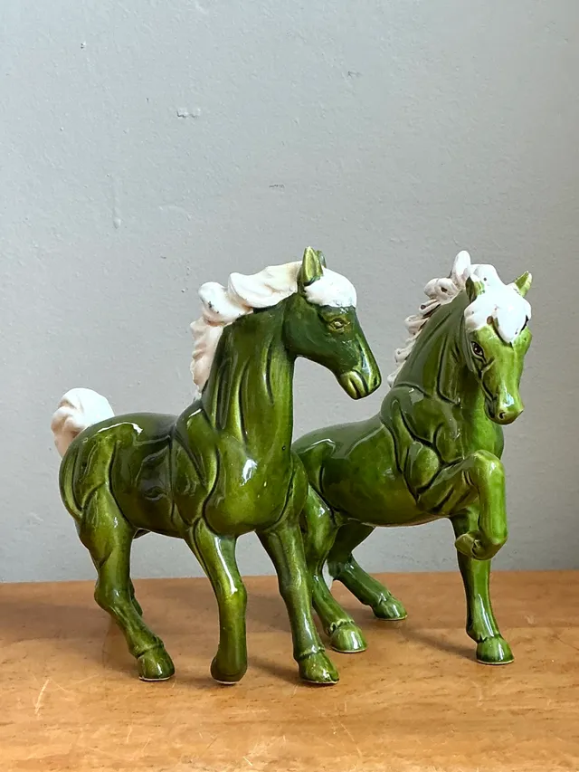Vintage Green Ceramic Horse Figurines — additional photo 8