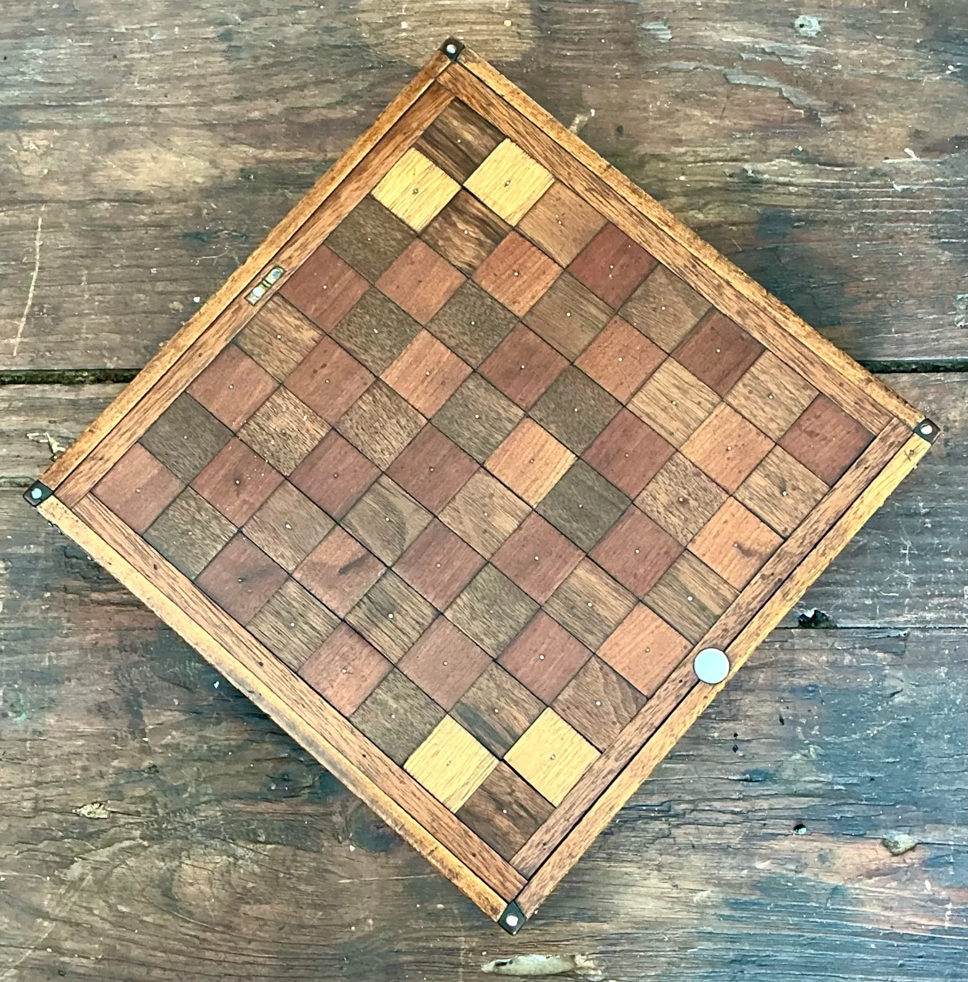 Vintage Wooden Chessboard with Metal Accents — additional photo 6
