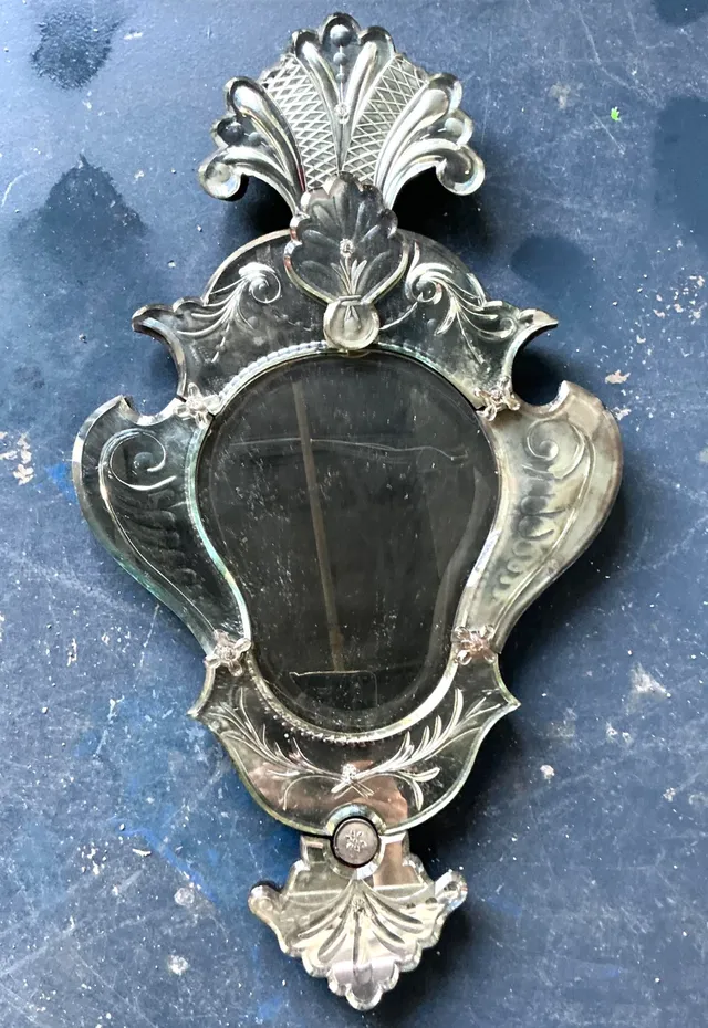 Vintage Venetian Glass Plume Wall Mirror — additional photo 1
