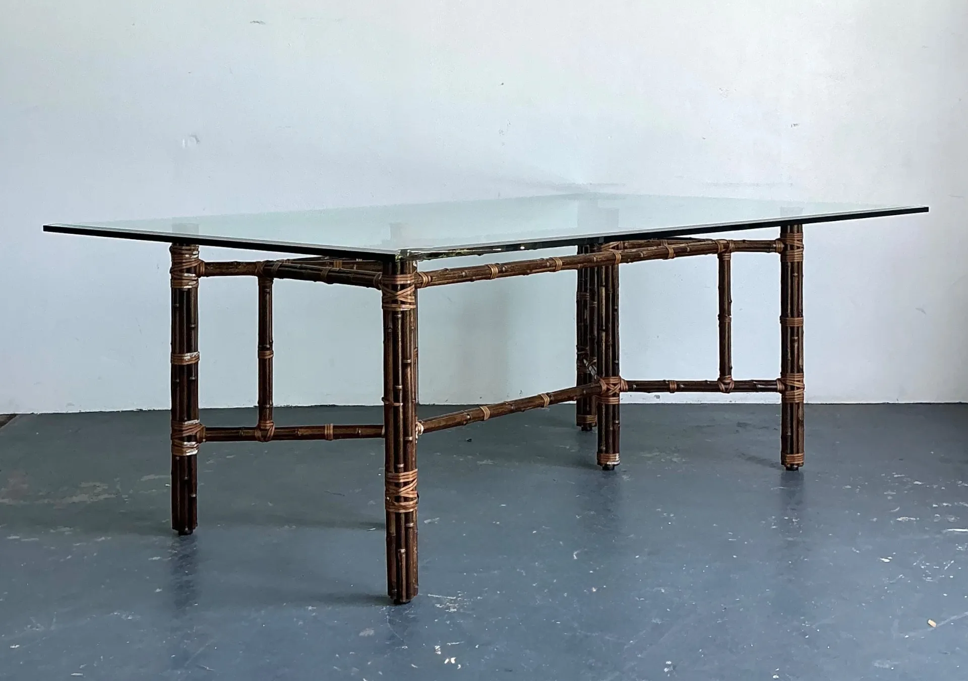 Vintage McGuire Rattan and Glass Dining Table — additional photo 2