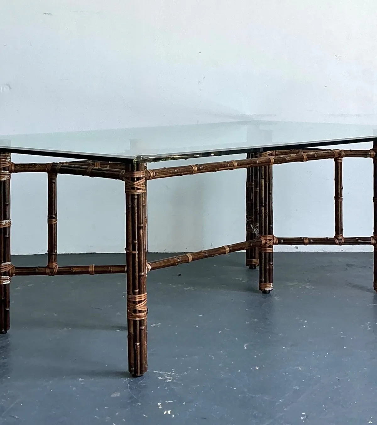 Vintage McGuire Rattan and Glass Dining Table — additional photo 2