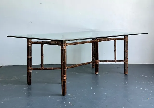 Vintage McGuire Rattan and Glass Dining Table — additional photo 2
