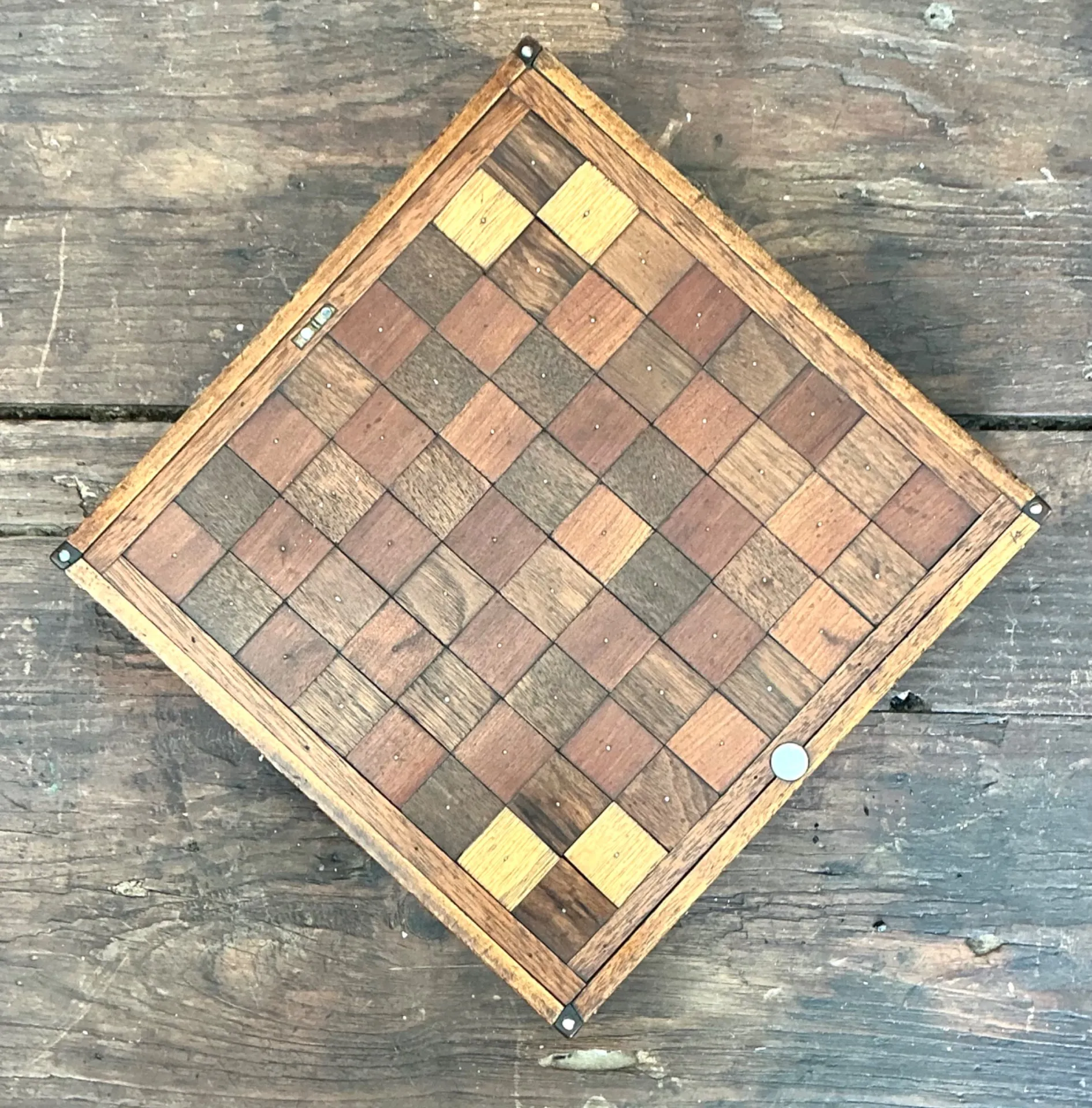 Vintage Wooden Chessboard with Metal Accents — additional photo 4