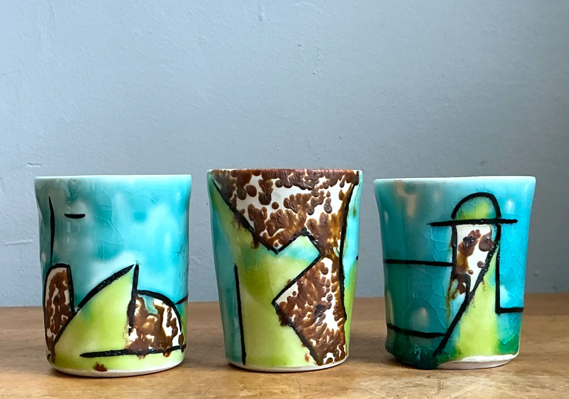Vintage Hand-Painted Ceramic Cups — additional photo 6