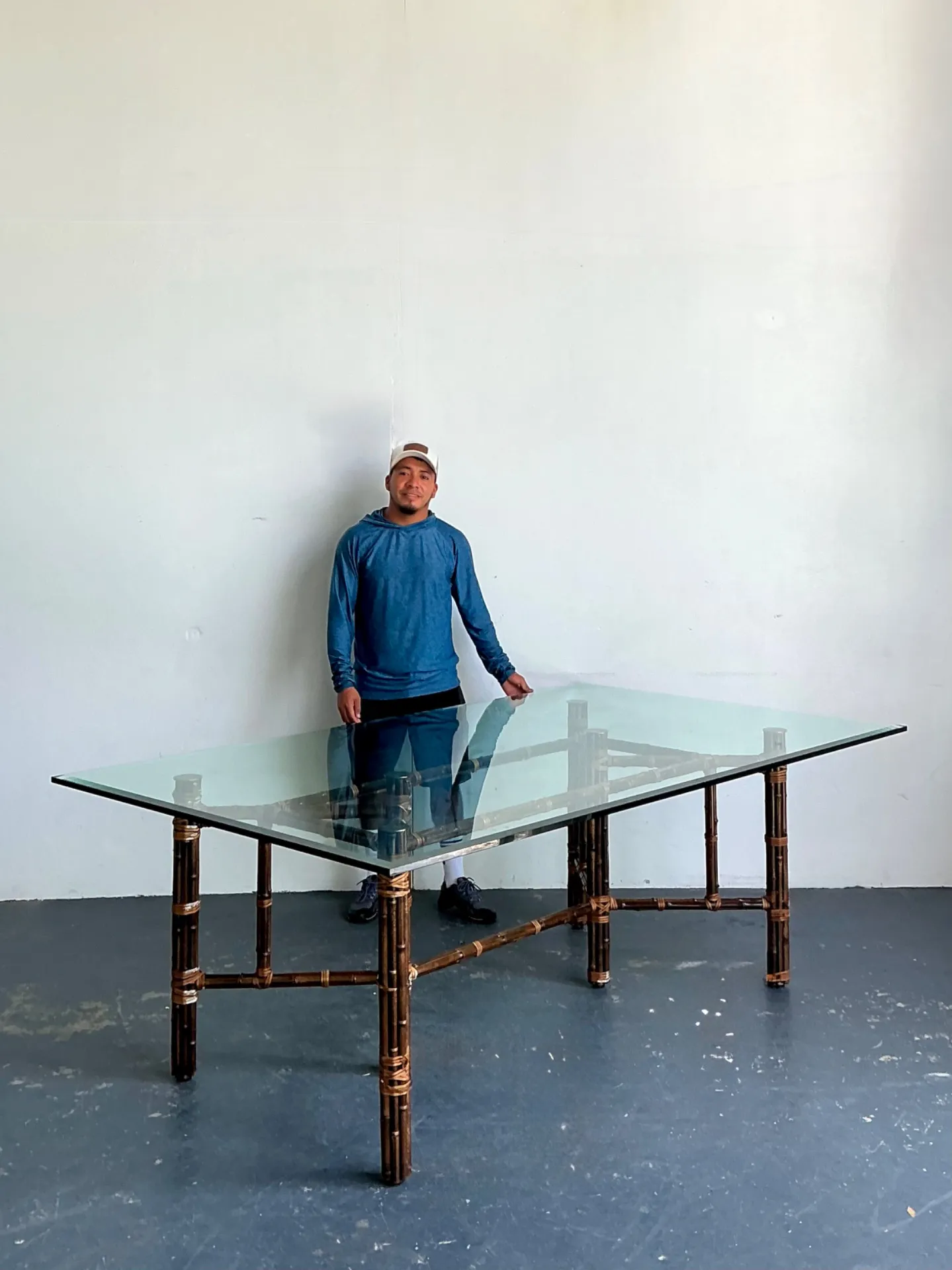 Vintage McGuire Rattan and Glass Dining Table — additional photo 1