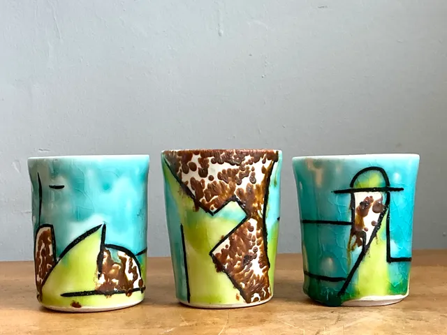 Vintage Hand-Painted Ceramic Cups — additional photo 8