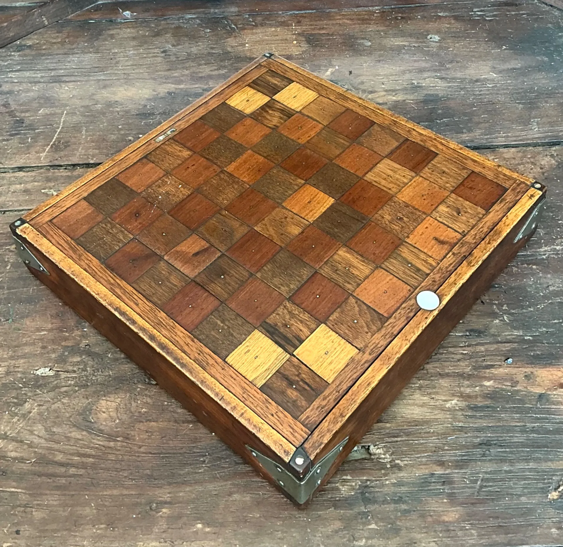 Vintage Wooden Chessboard with Metal Accents — additional photo 7
