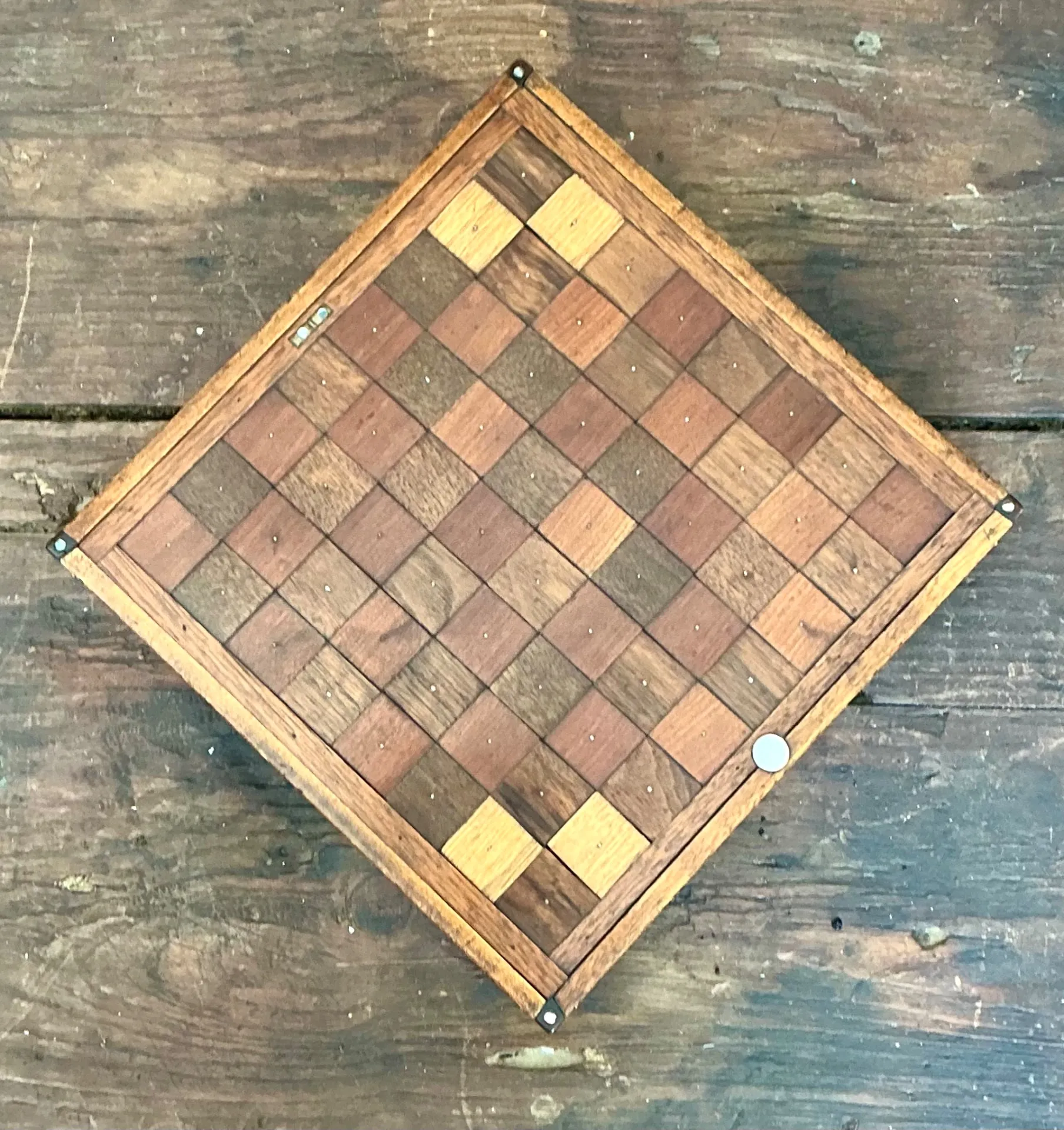 Vintage Wooden Chessboard with Metal Accents — additional photo 8
