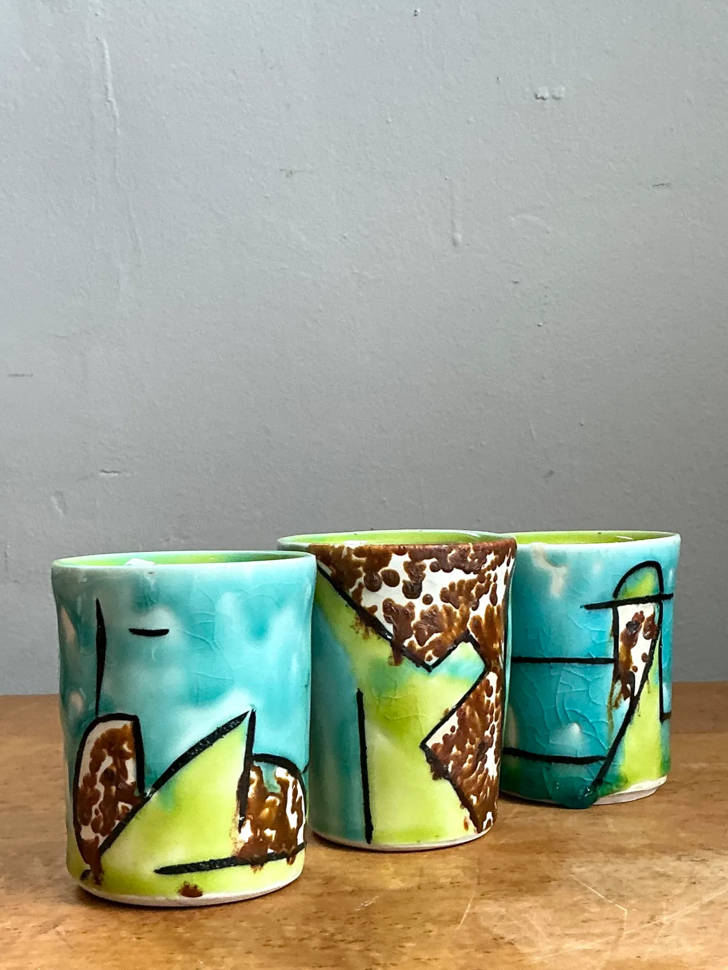 Vintage Hand-Painted Ceramic Cups — additional photo 2