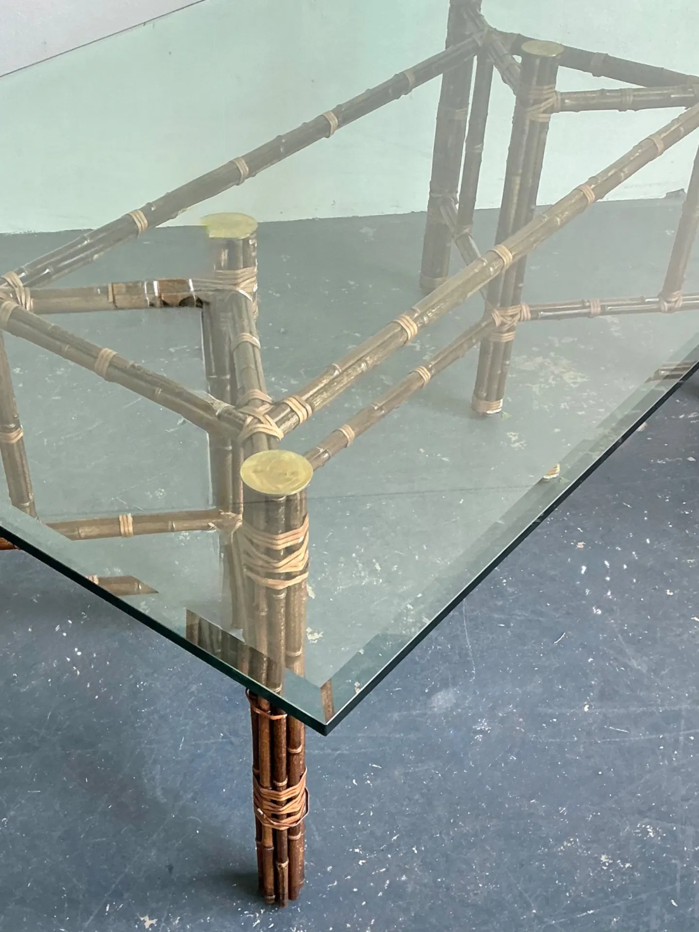 Vintage McGuire Rattan and Glass Dining Table — additional photo 6