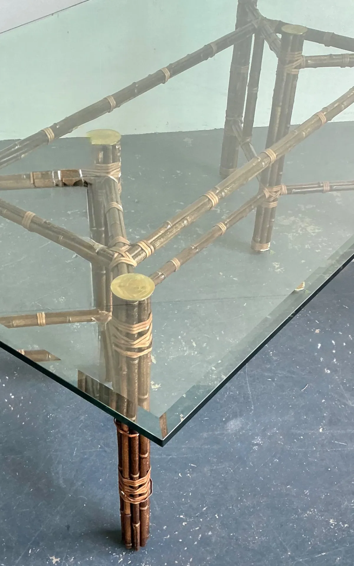 Vintage McGuire Rattan and Glass Dining Table — additional photo 6