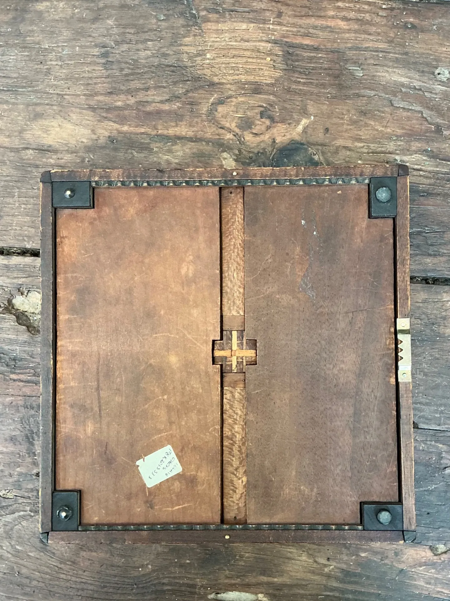 Vintage Wooden Chessboard with Metal Accents — additional photo 2