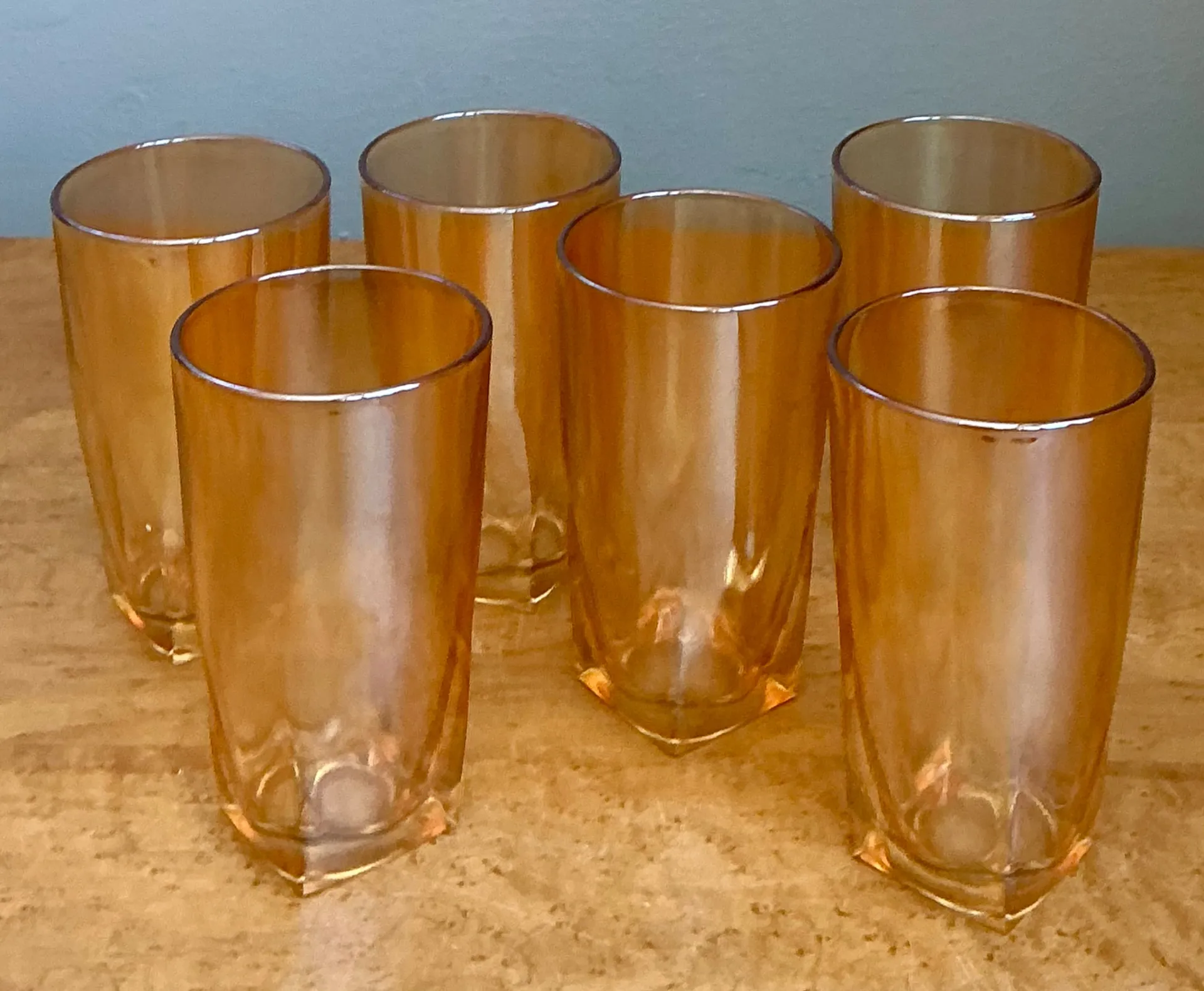 Vintage Amber Glass Tumblers - Set of 6 — additional photo 2